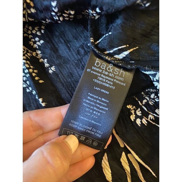 Ba & sh Eugenie Floral Tie Neck Long Sleeve Babydoll Dress size 1 - Picture 9 of 10